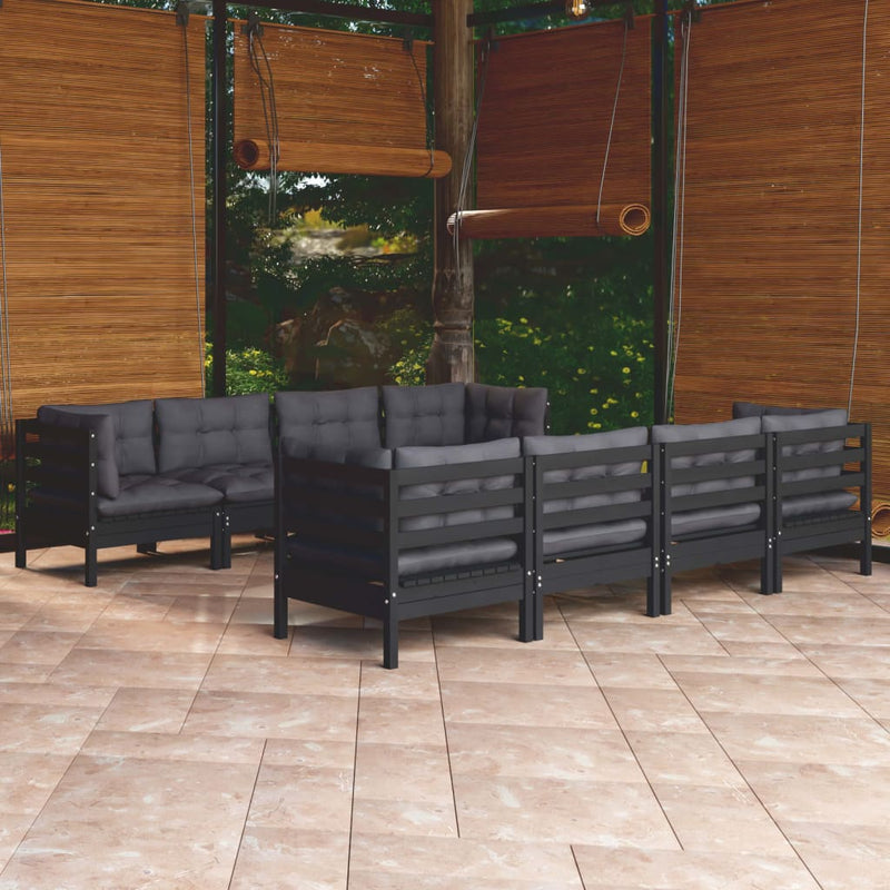 vidaXL 9 Piece Garden Lounge Set with Cushions Solid Pinewood