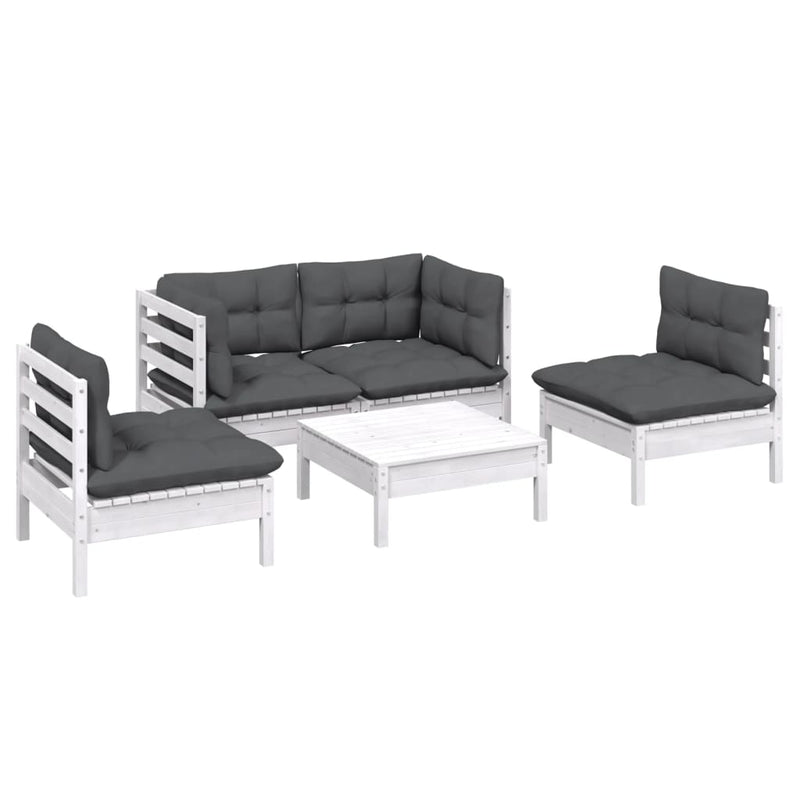 vidaXL 5 Piece Garden Lounge Set with Cushions Solid Pinewood