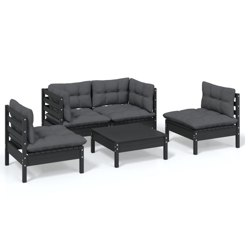 vidaXL 5 Piece Garden Lounge Set with Cushions Solid Pinewood