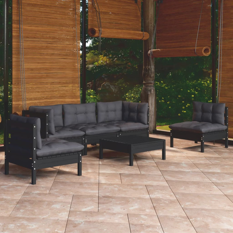 vidaXL 6 Piece Garden Lounge Set with Cushions Solid Pinewood