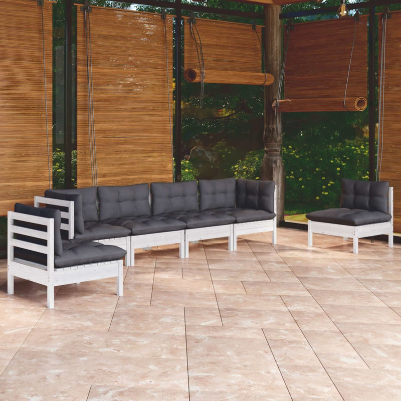 vidaXL 6 Piece Garden Lounge Set with Cushions Solid Pinewood
