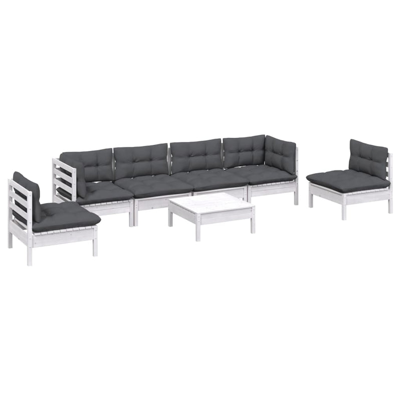 vidaXL 7 Piece Garden Lounge Set with Cushions Solid Pinewood