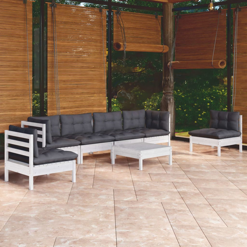 vidaXL 7 Piece Garden Lounge Set with Cushions Solid Pinewood