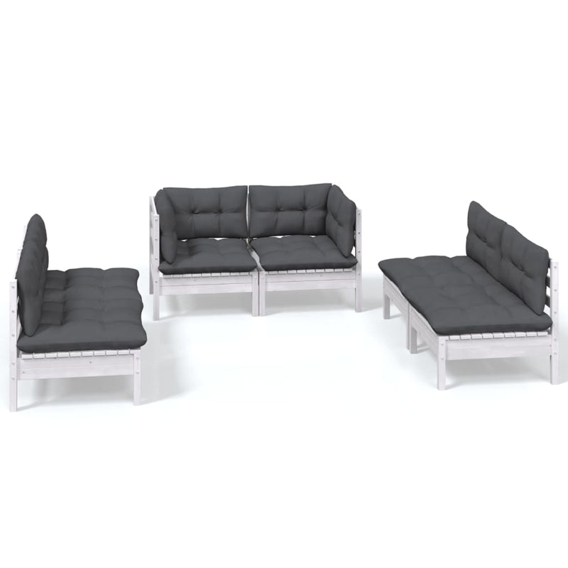 vidaXL 6 Piece Garden Lounge Set with Cushions Solid Pinewood