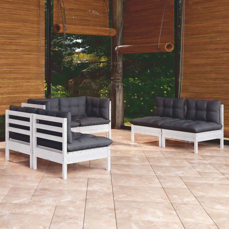 vidaXL 6 Piece Garden Lounge Set with Cushions Solid Pinewood