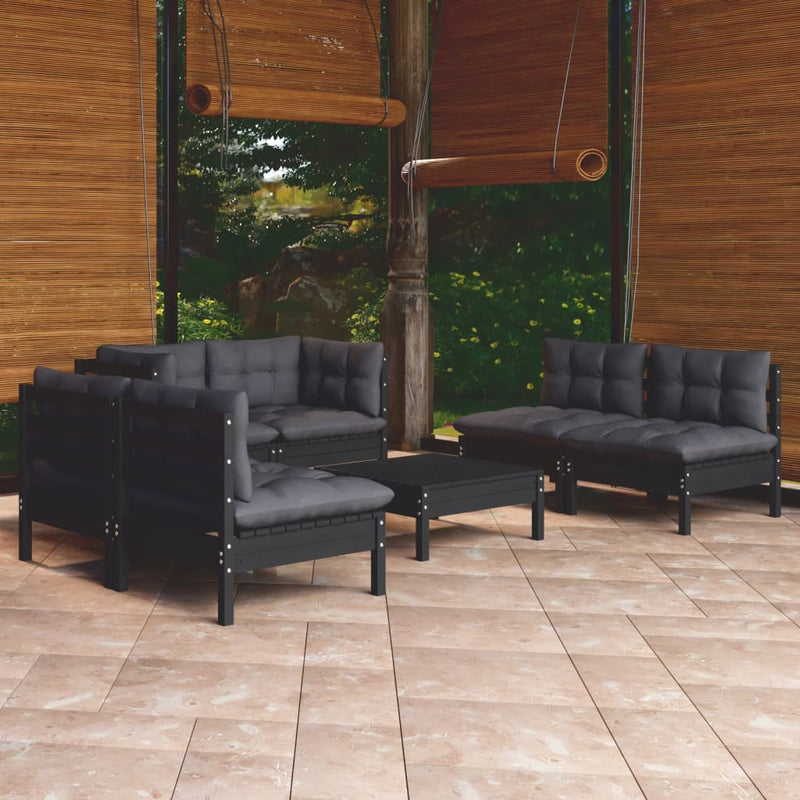 vidaXL 7 Piece Garden Lounge Set with Cushions Solid Pinewood