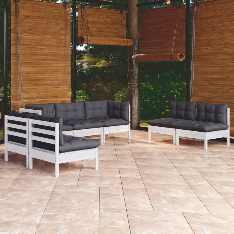vidaXL 7 Piece Garden Lounge Set with Cushions Solid Pinewood
