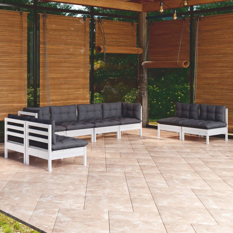 vidaXL 8 Piece Garden Lounge Set with Cushions Solid Pinewood