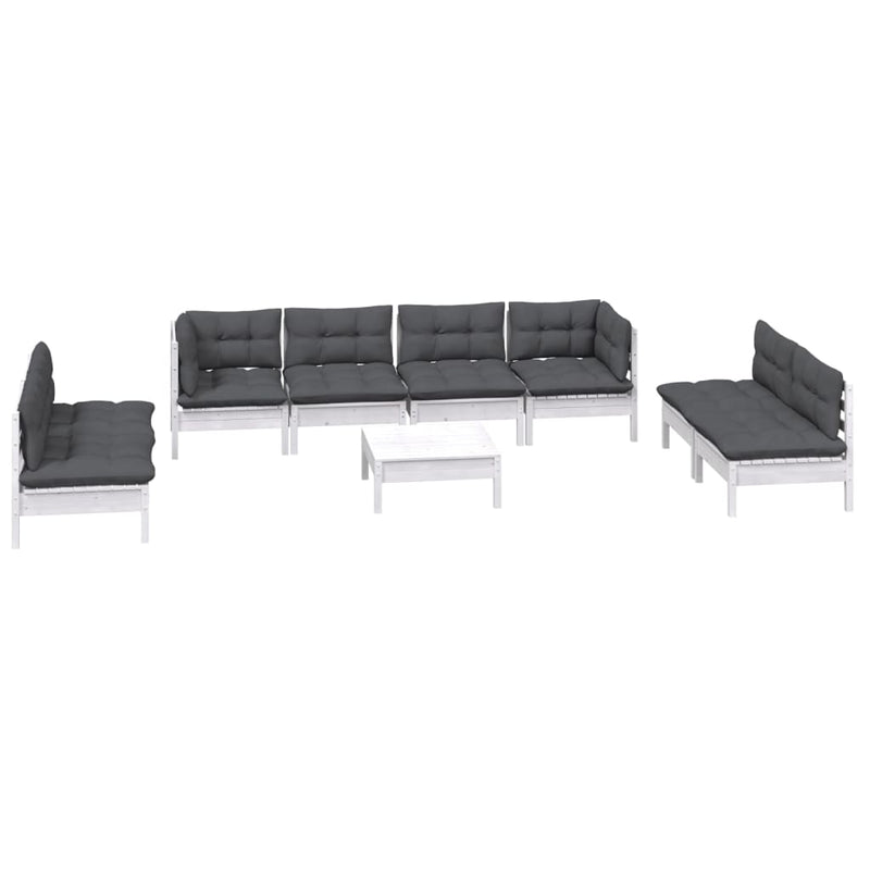 vidaXL 9 Piece Garden Lounge Set with Cushions Solid Pinewood
