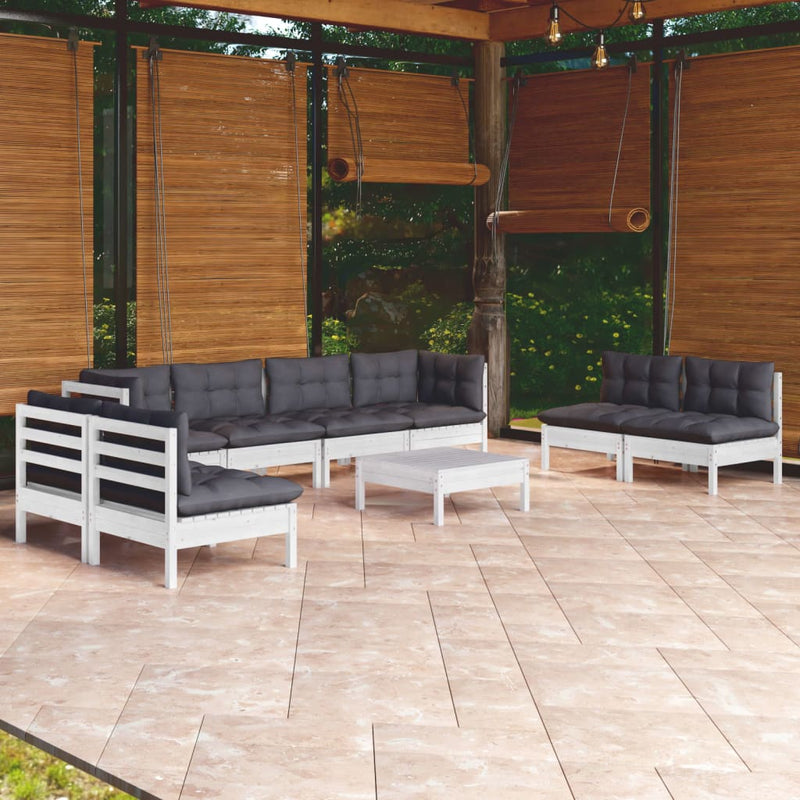 vidaXL 9 Piece Garden Lounge Set with Cushions Solid Pinewood