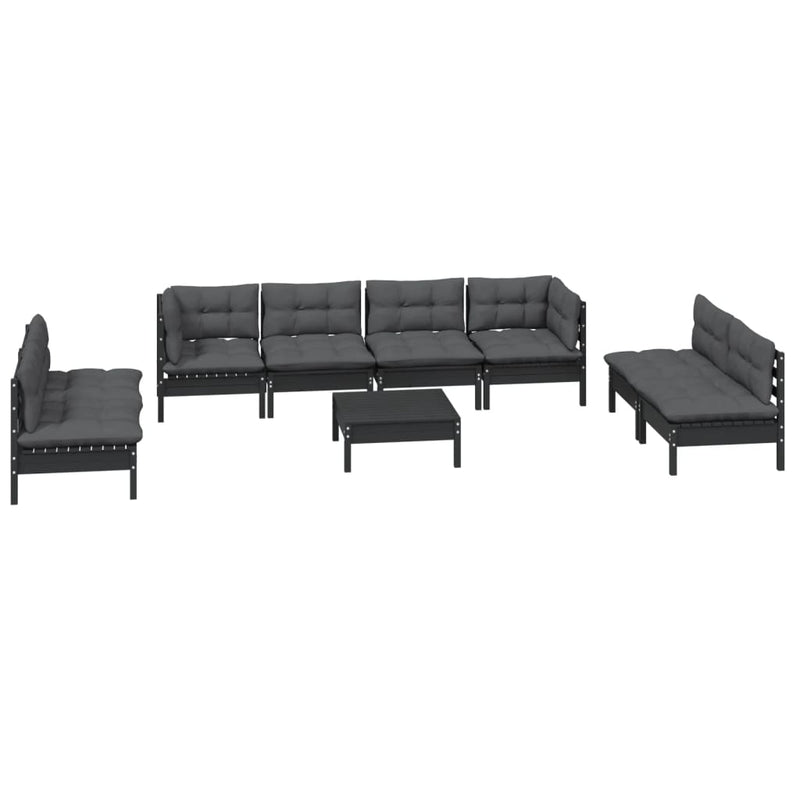 vidaXL 9 Piece Garden Lounge Set with Cushions Solid Pinewood