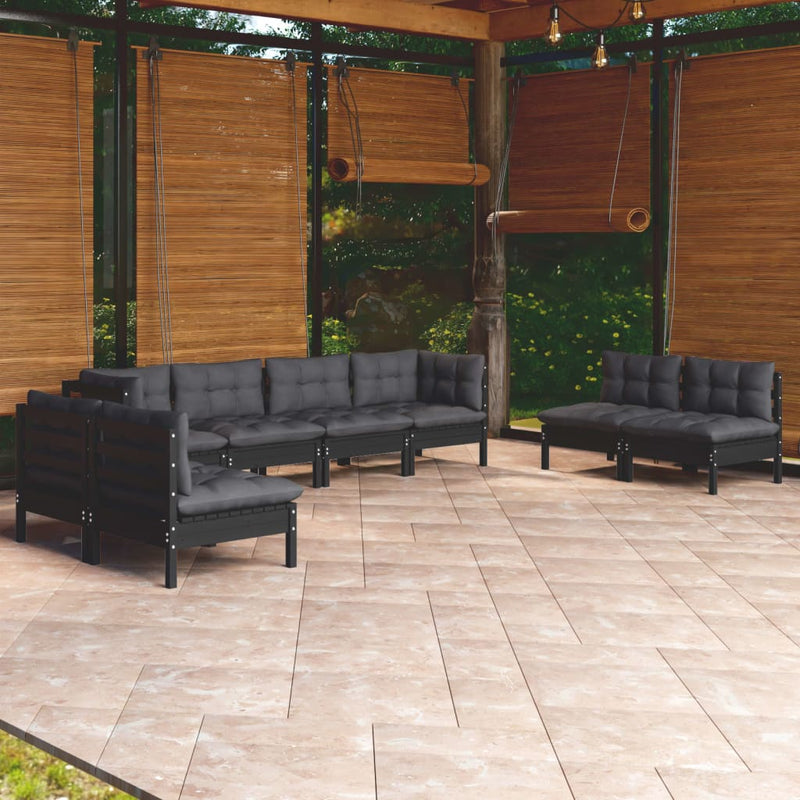 vidaXL 9 Piece Garden Lounge Set with Cushions Solid Pinewood