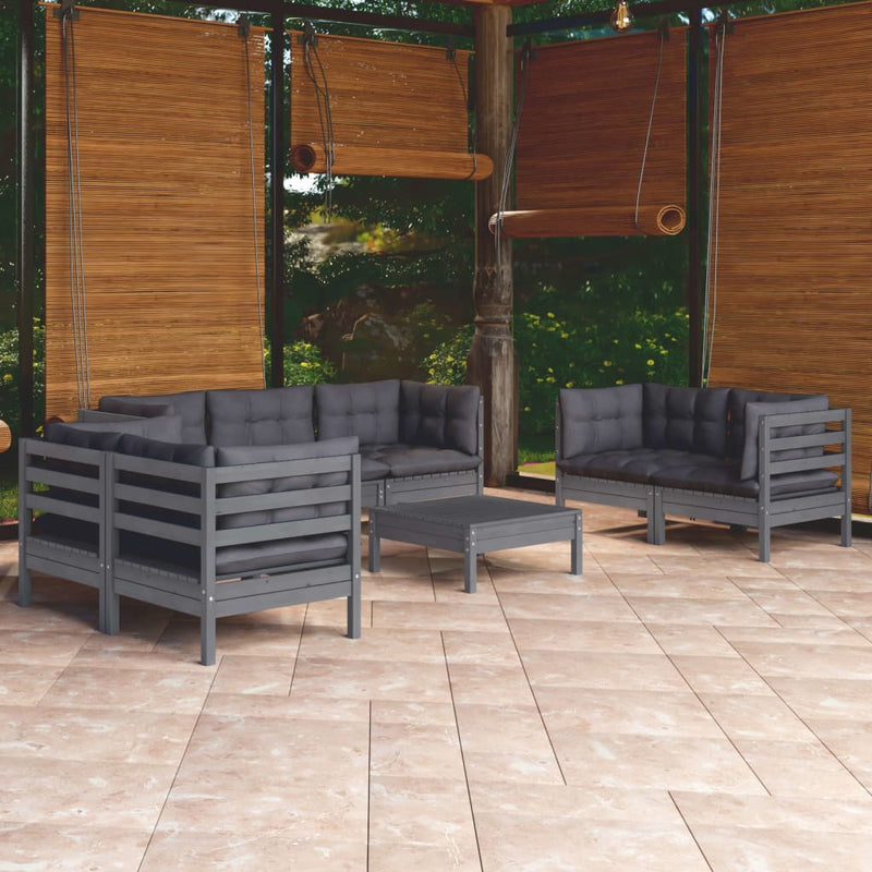 vidaXL 8 Piece Garden Lounge Set with Cushions Solid Pinewood