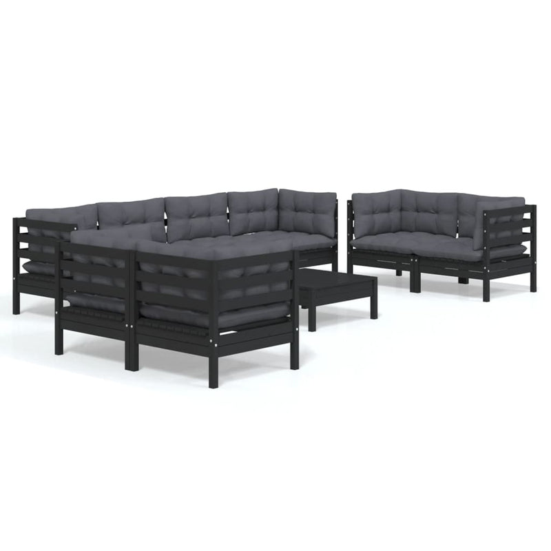 vidaXL 9 Piece Garden Lounge Set with Cushions Solid Pinewood
