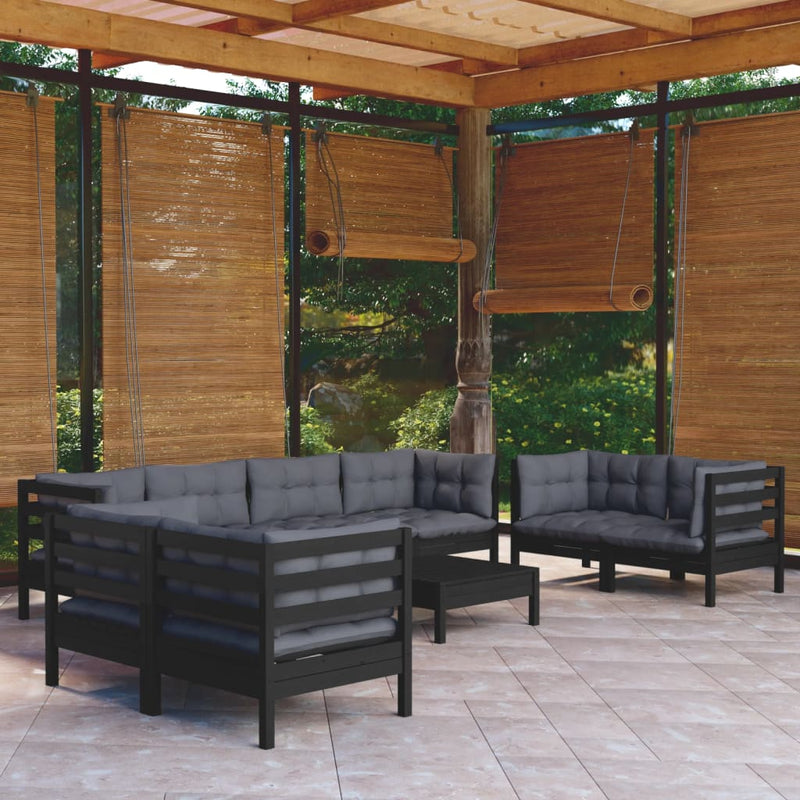 vidaXL 9 Piece Garden Lounge Set with Cushions Solid Pinewood