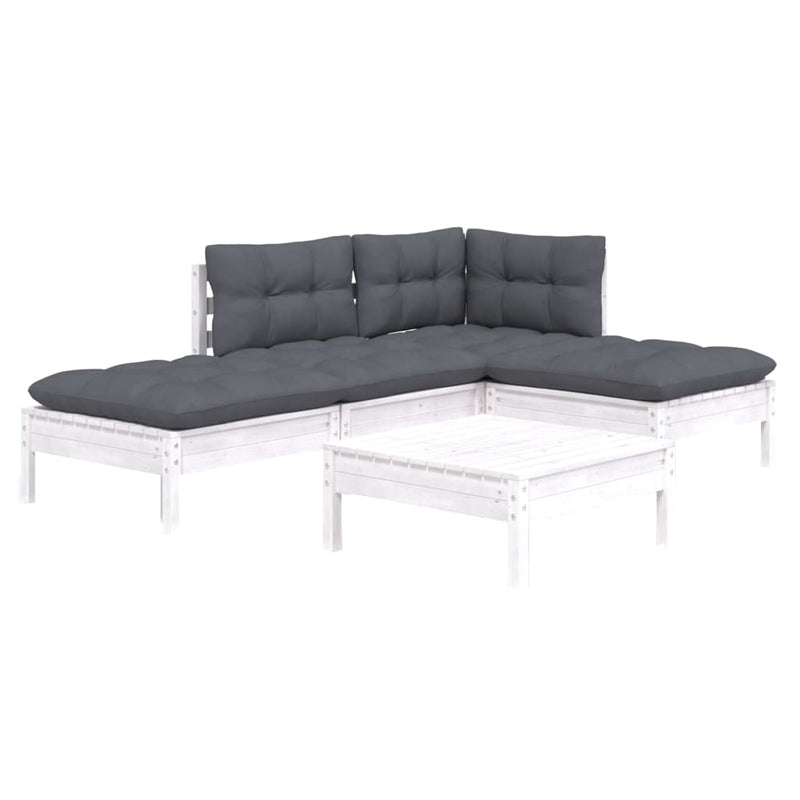 vidaXL 5 Piece Garden Lounge Set with Cushions White Pinewood