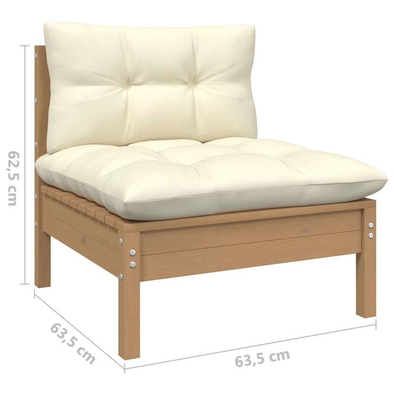 vidaXL 5 Piece Garden Lounge Set with Cushions Honey Brown Pinewood