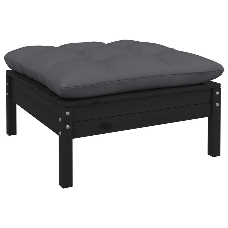 vidaXL 9 Piece Garden Lounge Set with Cushions Black Solid Pinewood