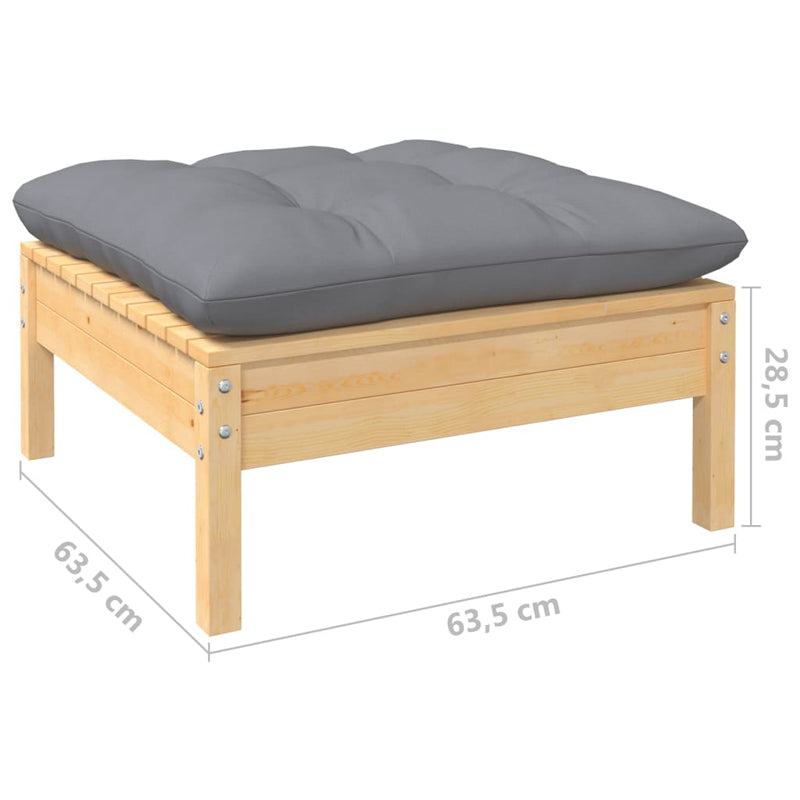 vidaXL 9 Piece Garden Lounge Set with Grey Cushions Solid Pinewood