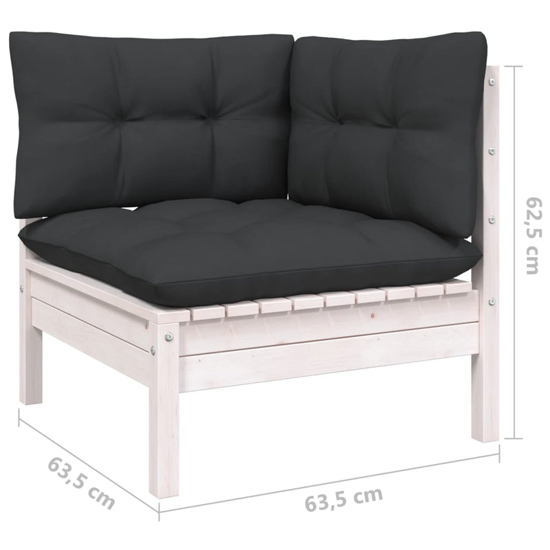 vidaXL 9 Piece Garden Lounge Set with Cushions White Solid Pinewood