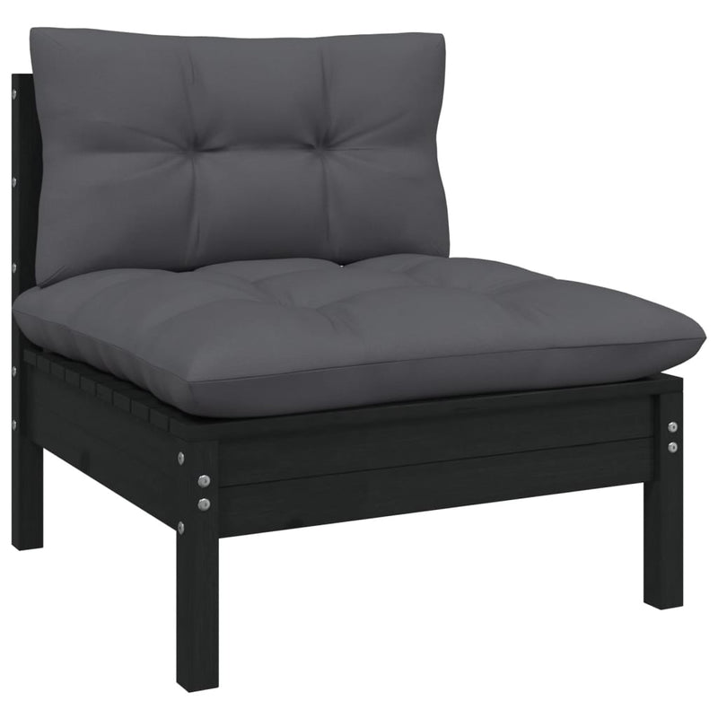 vidaXL 13 Piece Garden Lounge Set with Cushions Black Solid Pinewood