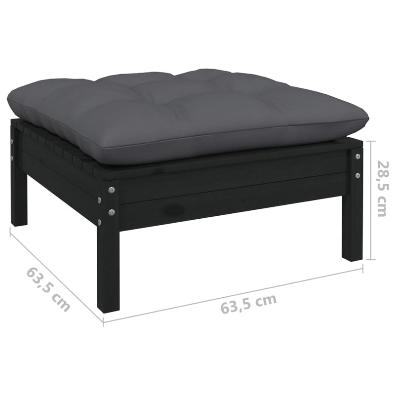 vidaXL 11 Piece Garden Lounge Set with Cushions Black Solid Pinewood