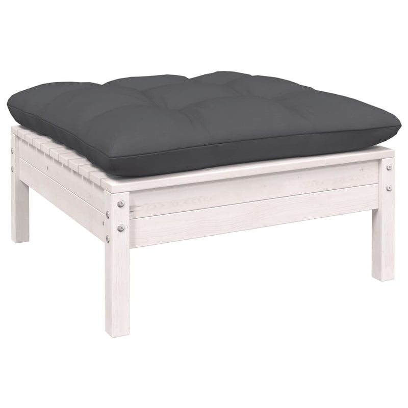 vidaXL 12 Piece Garden Lounge Set with Cushions White Solid Pinewood