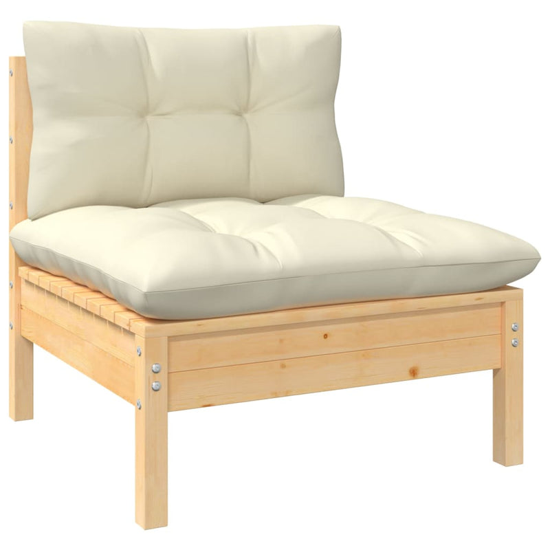 vidaXL 13 Piece Garden Lounge Set with Cream Cushions Solid Pinewood