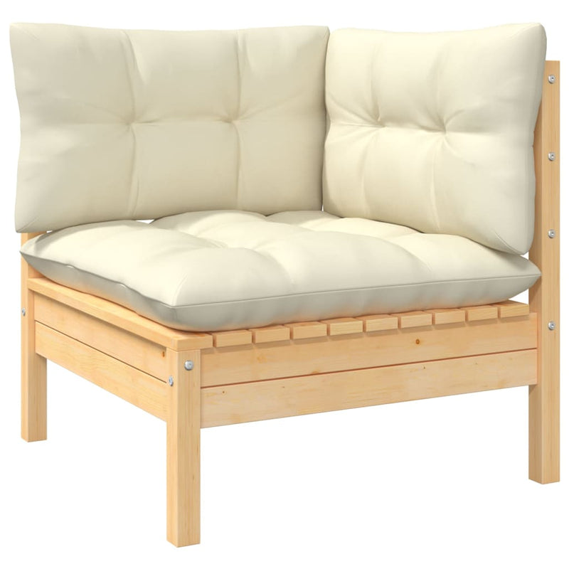 vidaXL 13 Piece Garden Lounge Set with Cream Cushions Solid Pinewood