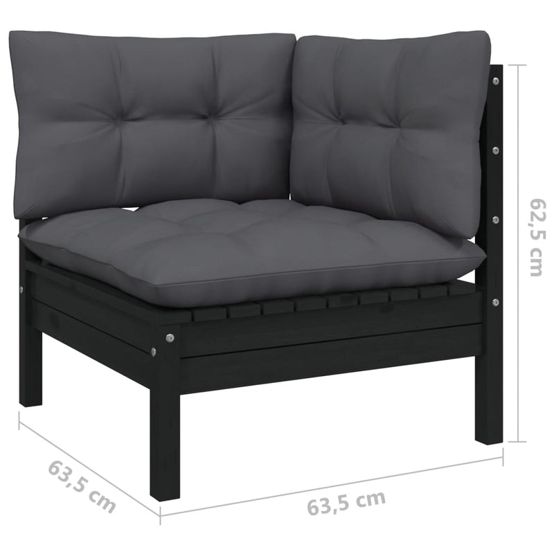 vidaXL 9 Piece Garden Lounge Set with Cushions Black Pinewood