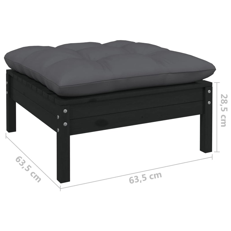 vidaXL 9 Piece Garden Lounge Set with Cushions Black Pinewood