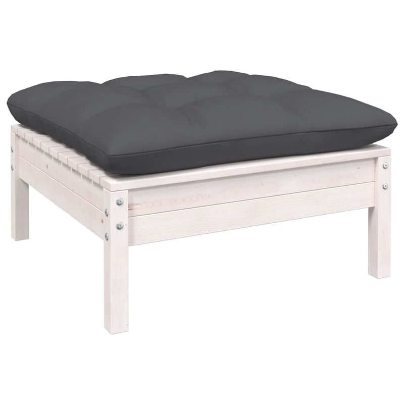 vidaXL 11 Piece Garden Lounge Set with Cushions White Pinewood