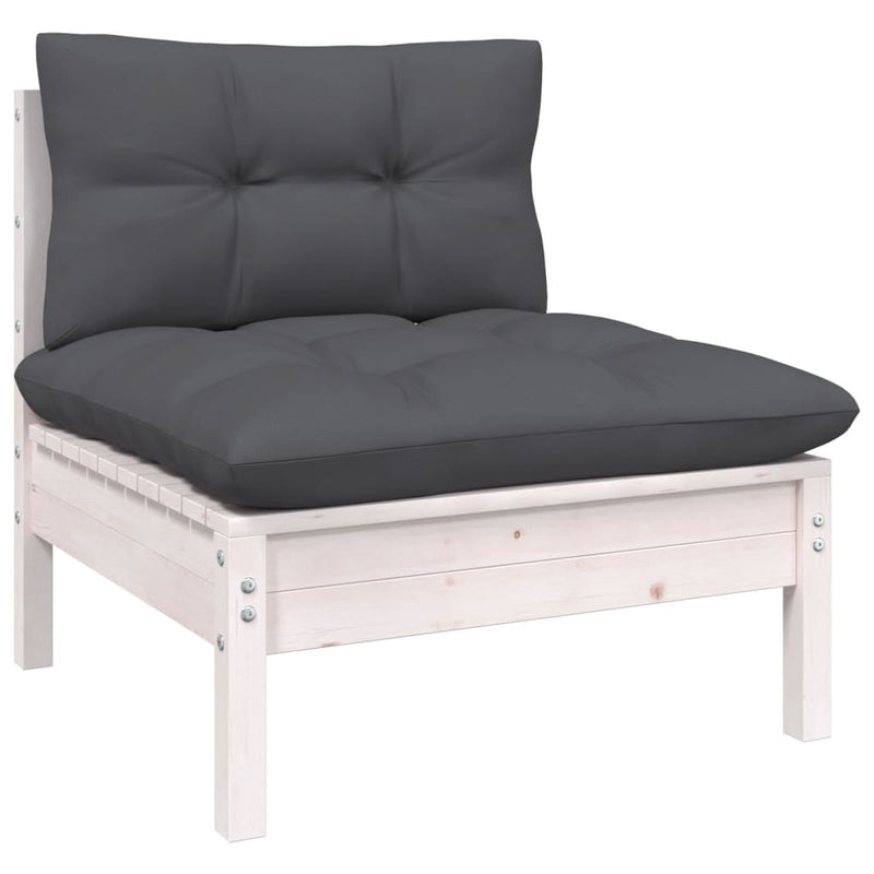 vidaXL 12 Piece Garden Lounge Set with Cushions White Pinewood