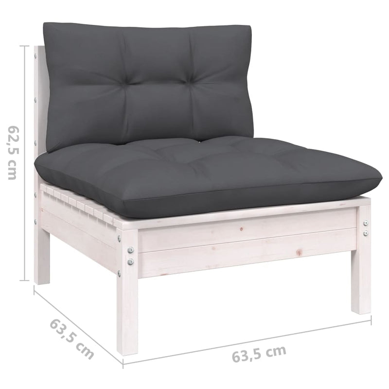 vidaXL 13 Piece Garden Lounge Set with Cushions White Solid Pinewood