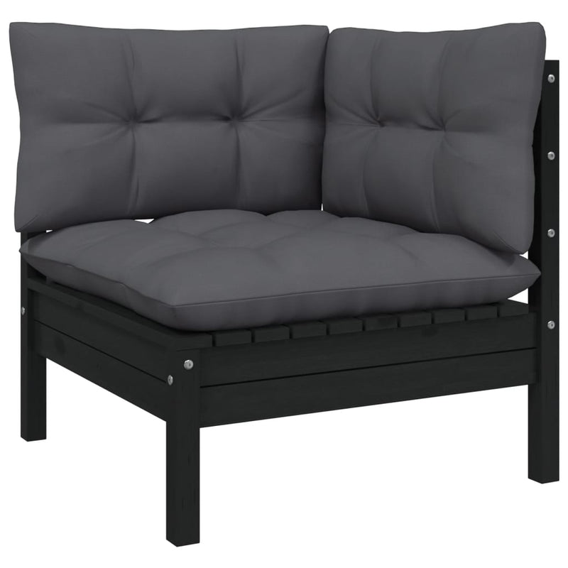vidaXL 14 Piece Garden Lounge Set with Cushions Black Pinewood