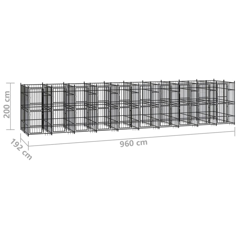 vidaXL Outdoor Dog Kennel Steel 18.43 m²