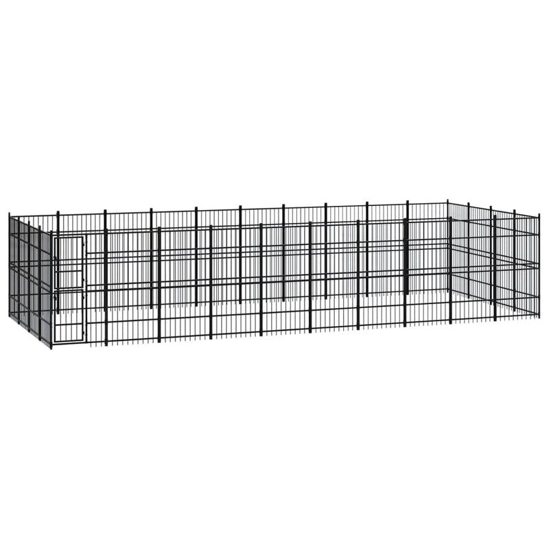 vidaXL Outdoor Dog Kennel Steel 36.86 m²