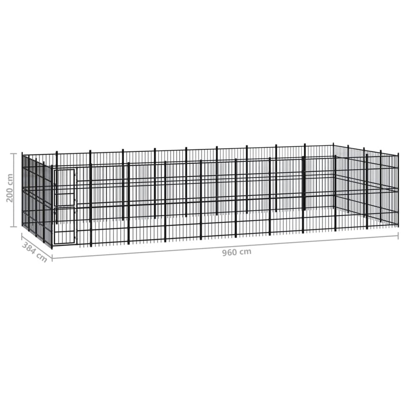 vidaXL Outdoor Dog Kennel Steel 36.86 m²