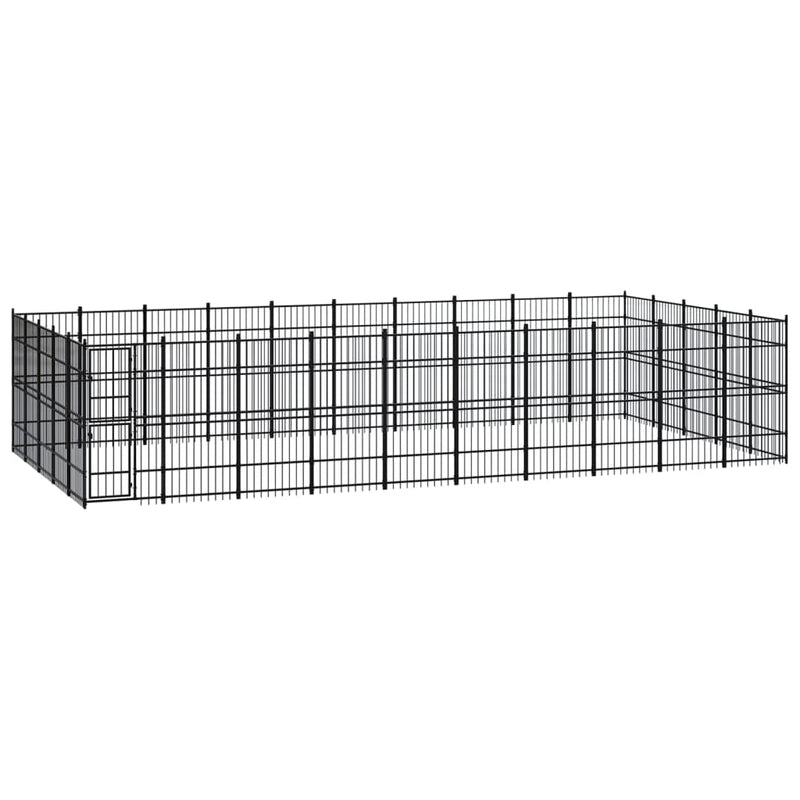 vidaXL Outdoor Dog Kennel Steel 46.08 m²