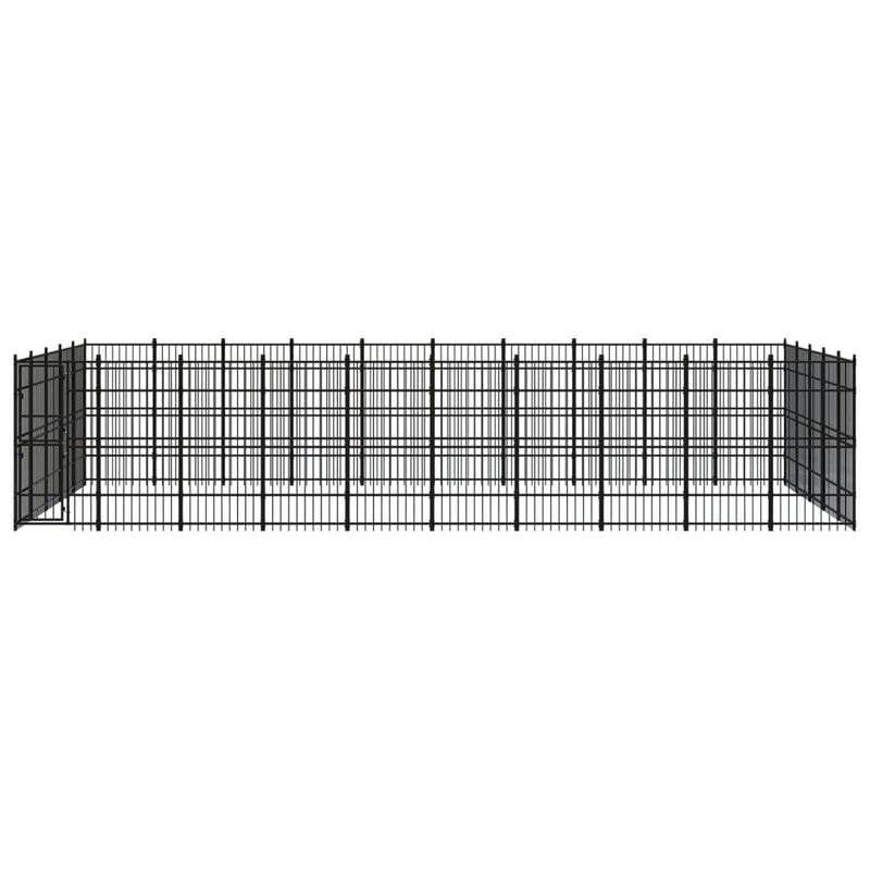 vidaXL Outdoor Dog Kennel Steel 46.08 m²