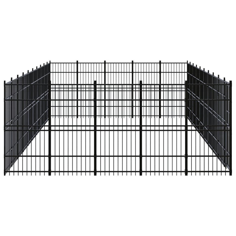 vidaXL Outdoor Dog Kennel Steel 46.08 m²