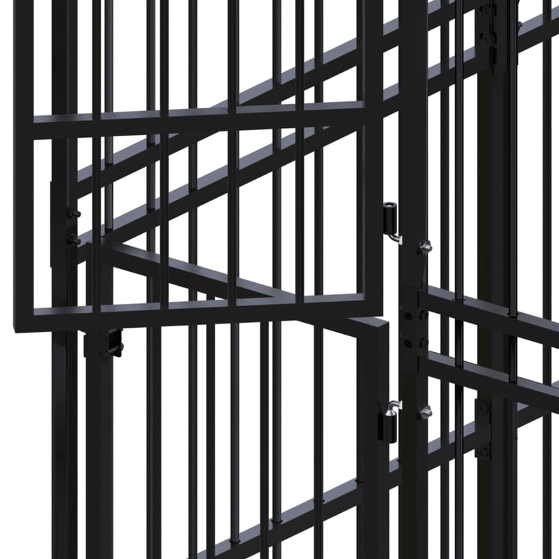 vidaXL Outdoor Dog Kennel Steel 46.08 m²