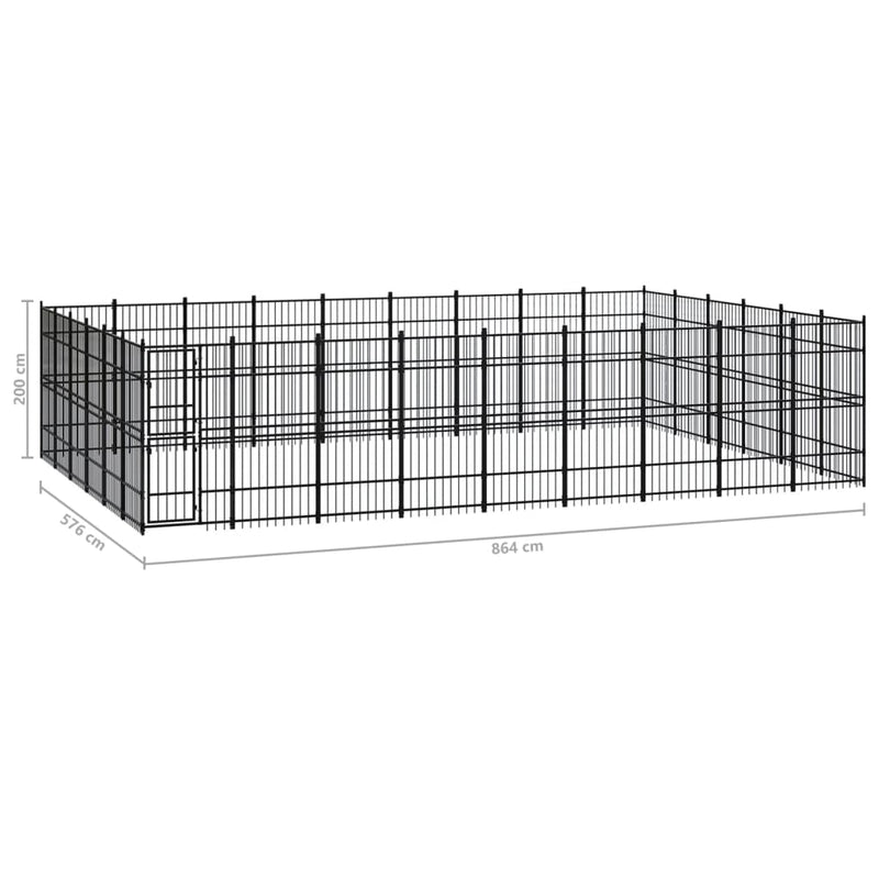 vidaXL Outdoor Dog Kennel Steel 49.77 m²