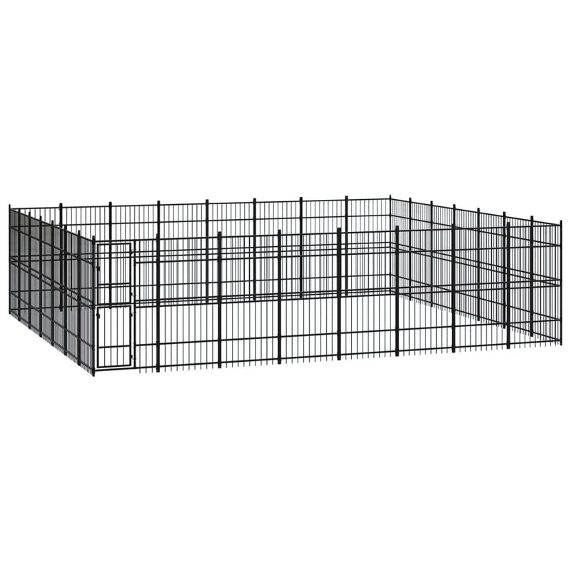 vidaXL Outdoor Dog Kennel Steel 51.61 m²
