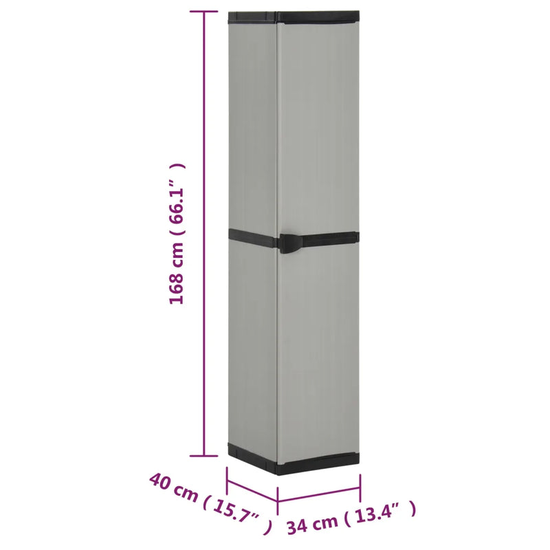 Garden Storage Cabinet with 3 Shelves Grey & Black 34x40x168 cm