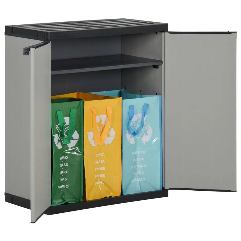 Garden Waste Cabinet Grey and Black 68x40x85 cm PP