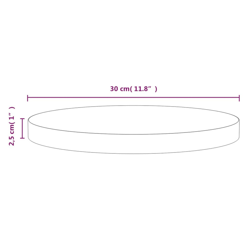 Table Top Ø30x2.5 cm Solid Wood Pine