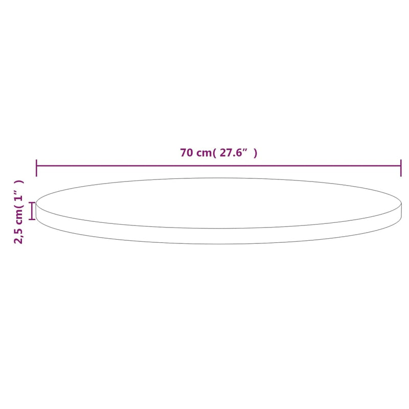 vidaXL Table Top Ø70x2.5 cm Solid Wood Pine