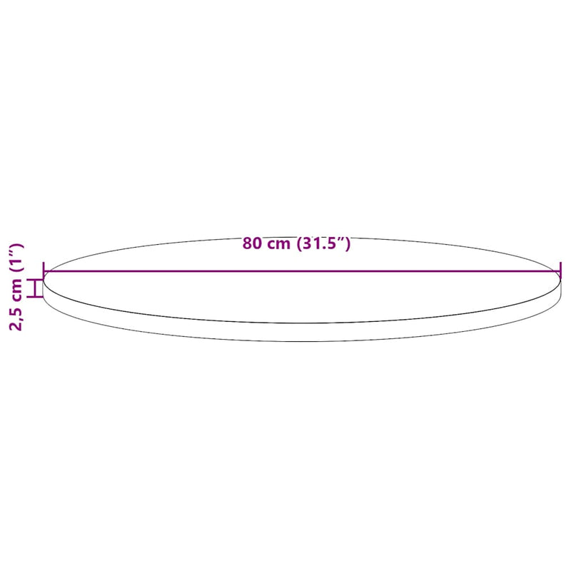 vidaXL Table Top Ø80x2.5 cm Solid Wood Pine