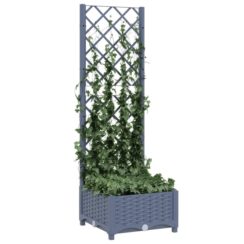 Garden Planter with Trellis Dark Grey 40x40x121.5 cm PP